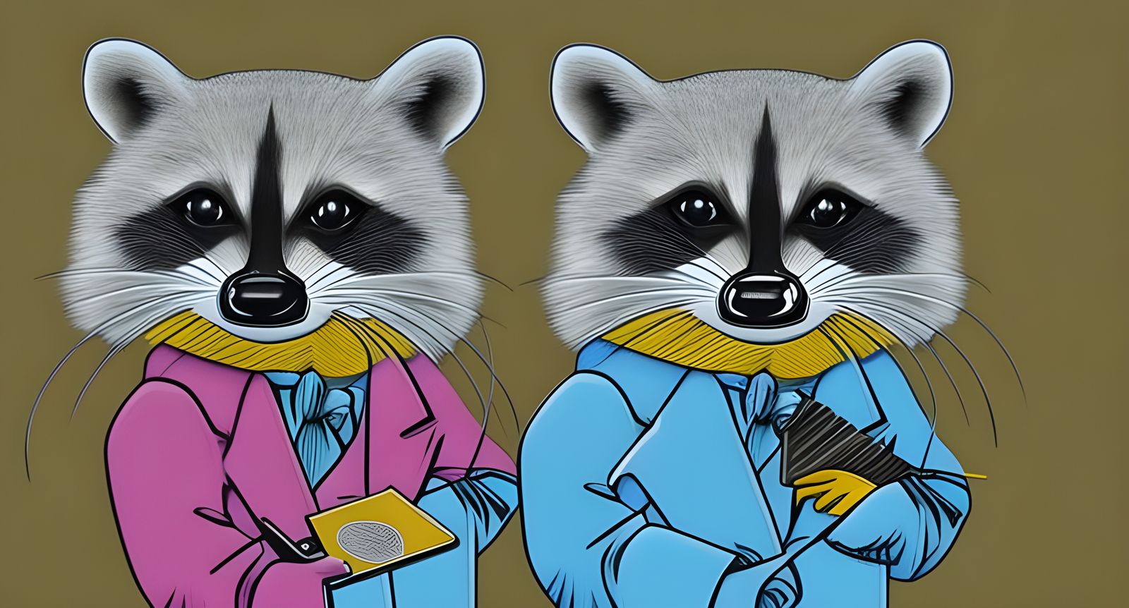 Raccoon Bank Heist in Pop Art Style