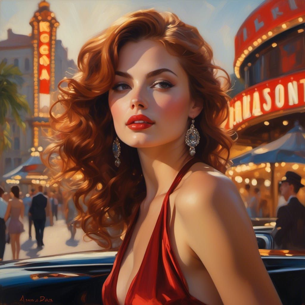 Glamorous Casino Portrait of Voluptuous Woman