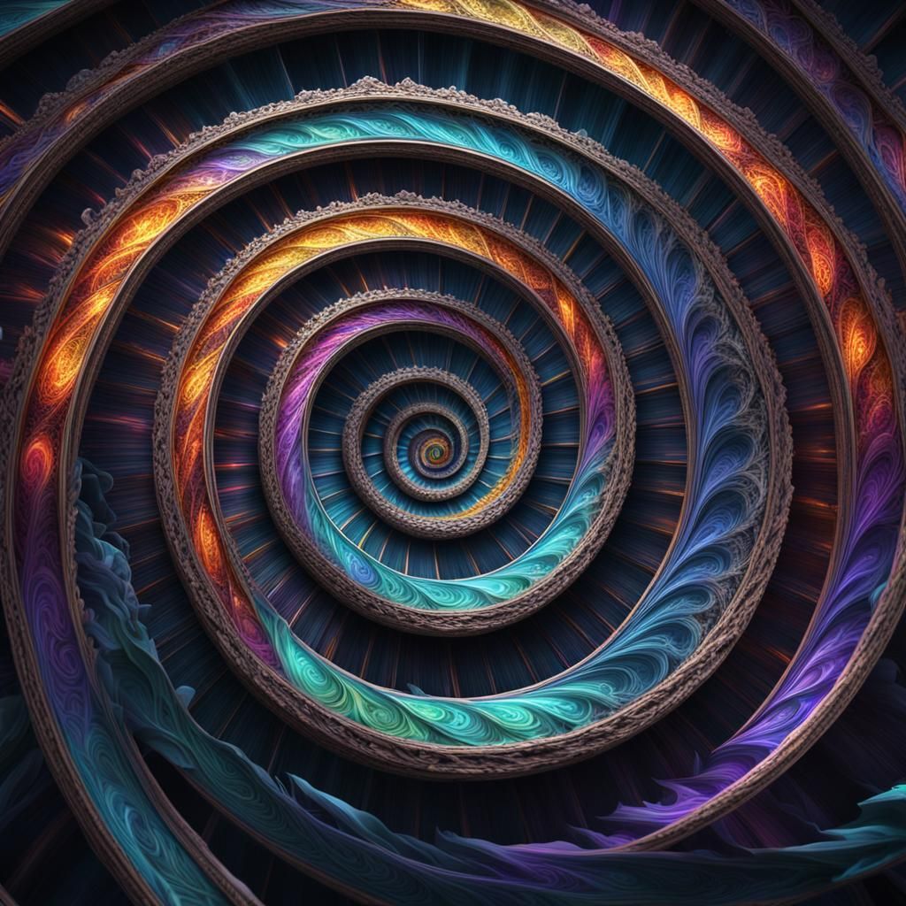 Hypnotic Spiral with Mesmerizing Colors in Detailed Matte Pa...