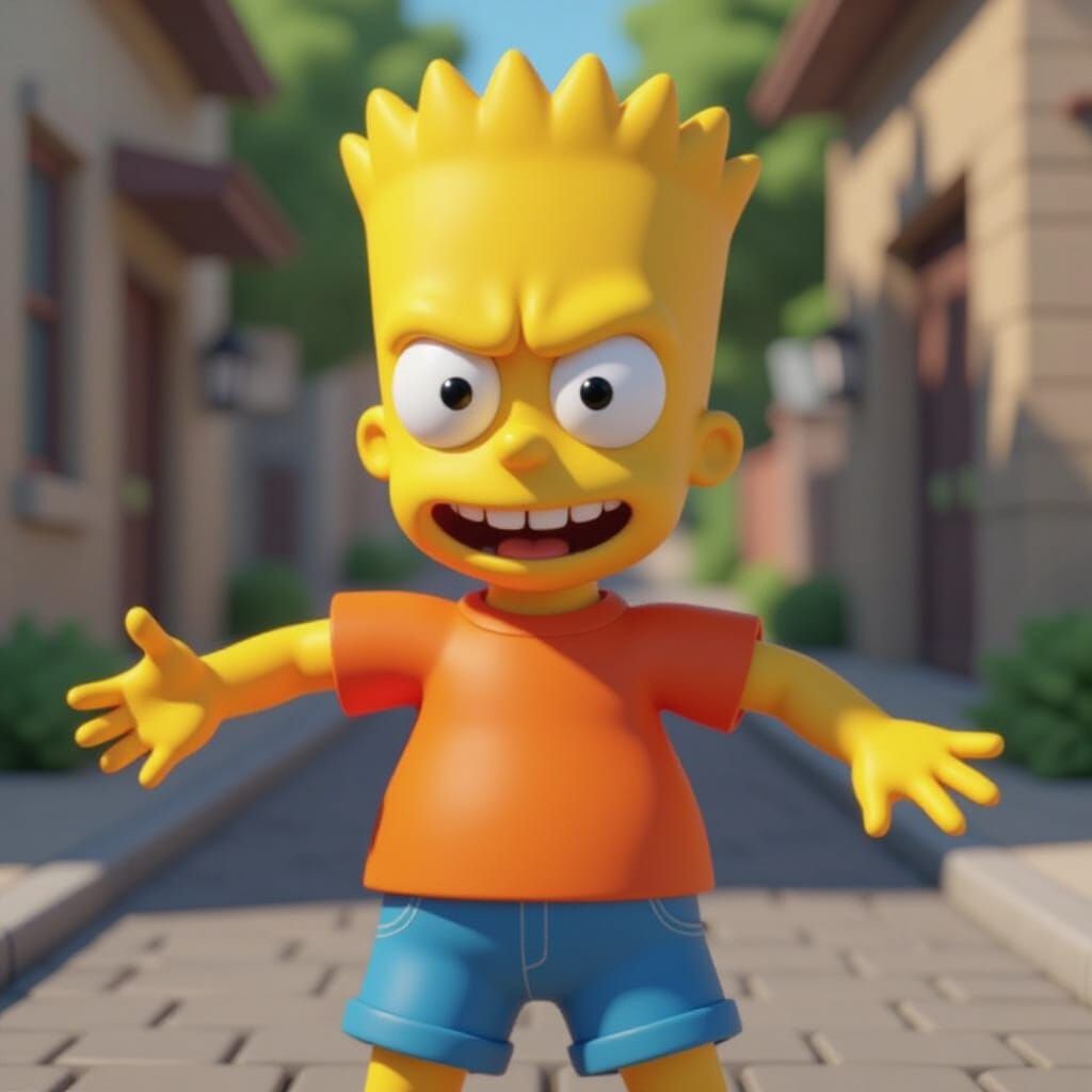 Anime Bart Simpson in Dynamic Pose
