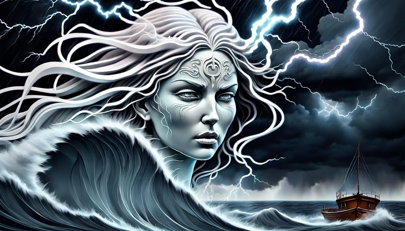Goddess of Storms: Lightning Strikes the Sea