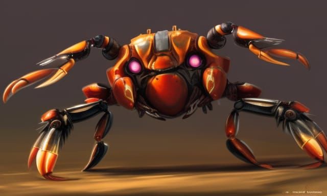 Dystopian Crab Mech with Hydraulic Pincers