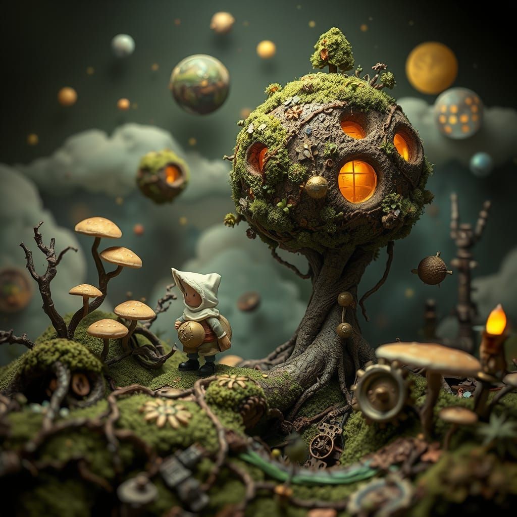 Surreal Landscape Explorer in Soft Earth Tones