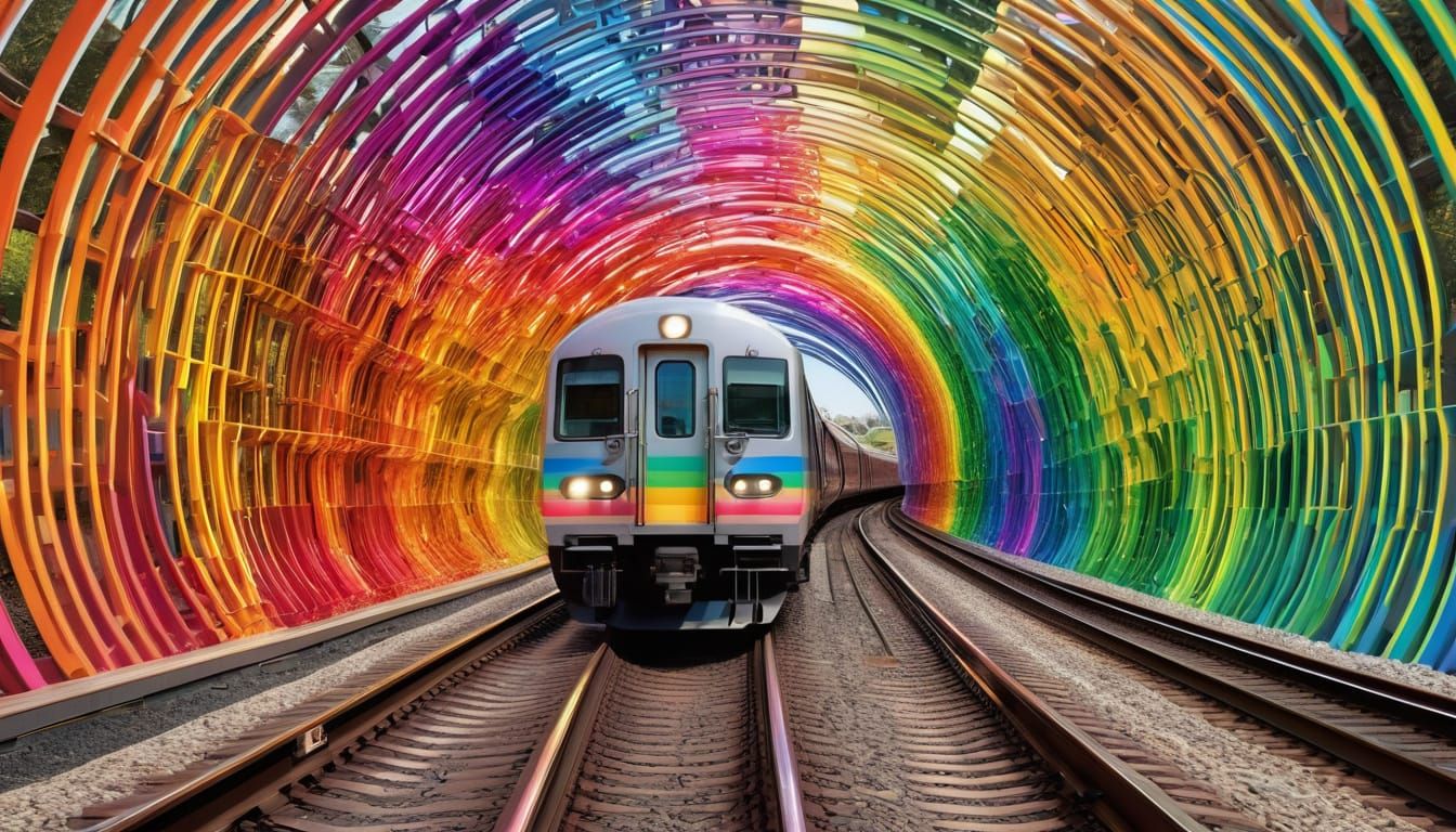 Zug im Regenbogentunnel