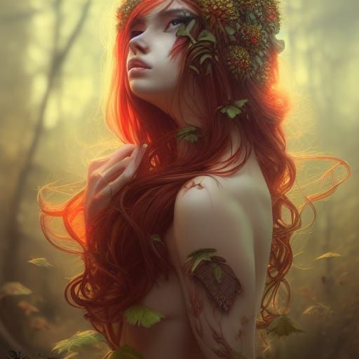 Fly Agaric Goddess Portrait in Digital Illustration Style