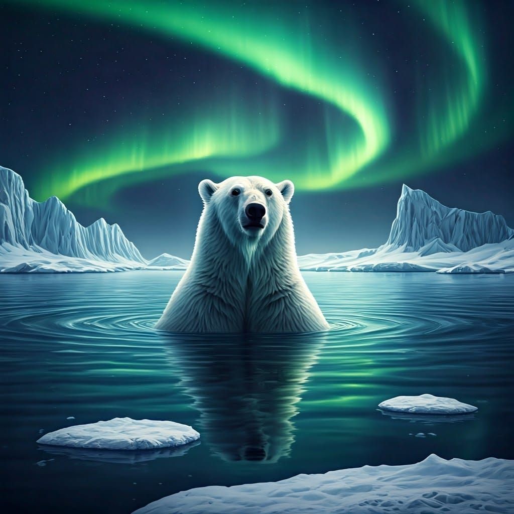 Polar Bear Surrounded by Majestic Arctic Landscapes in a Cin...