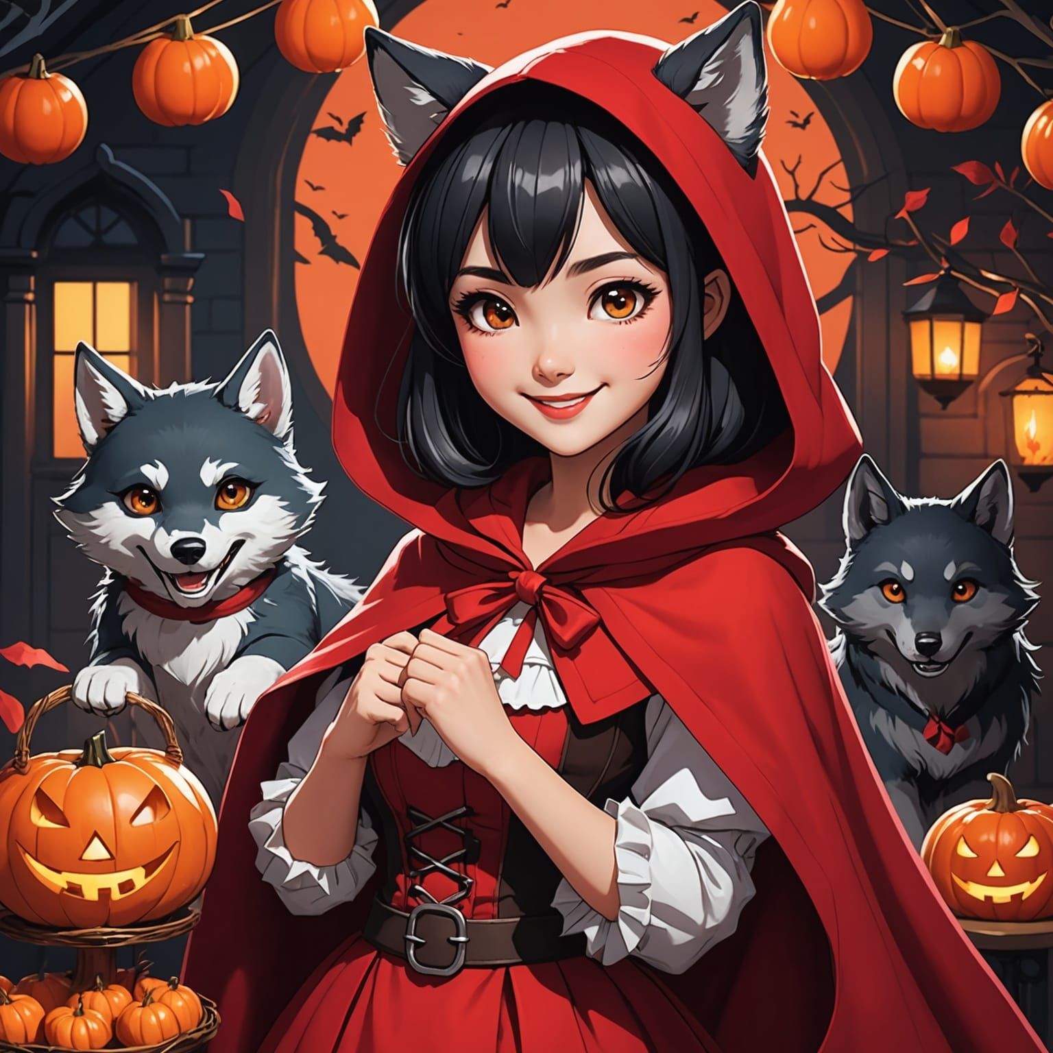 Thai Woman in Wolf Costume at Halloween Party