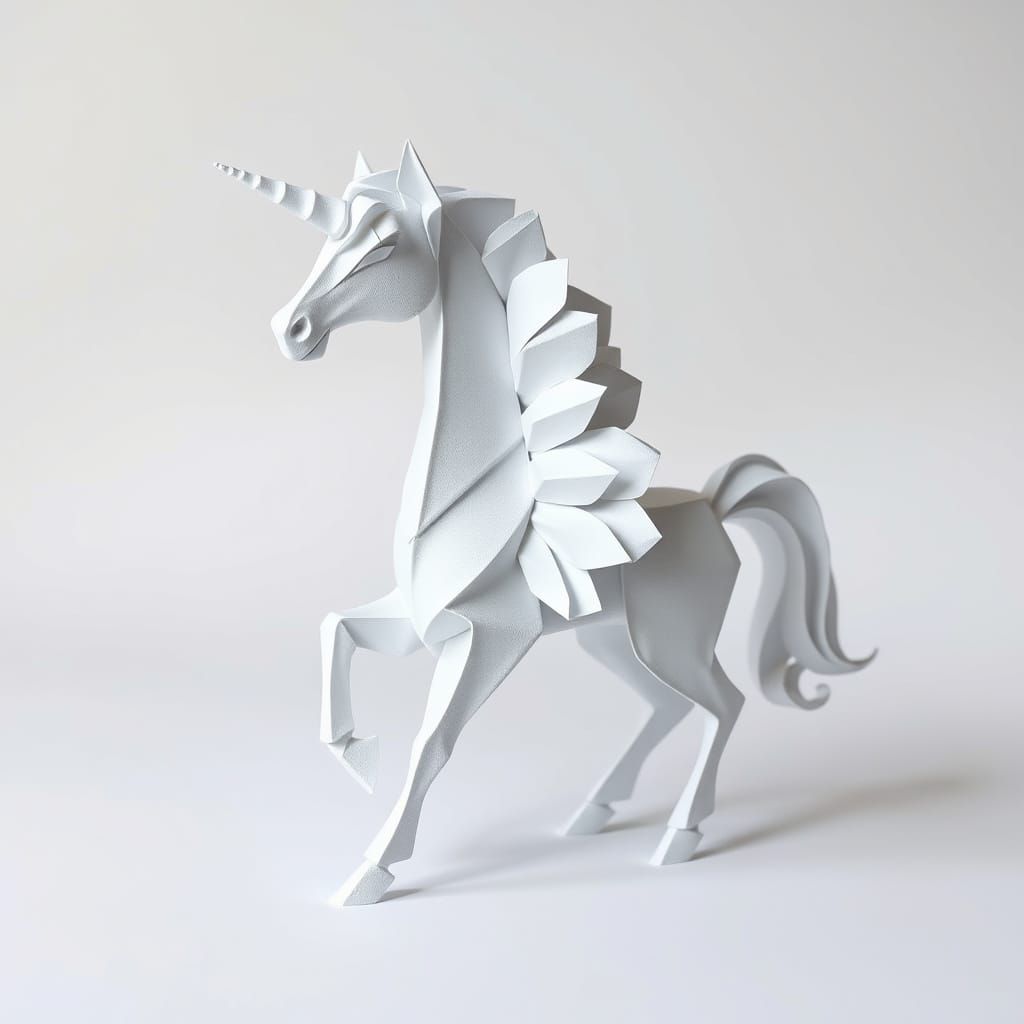 Whimsical White Origami Unicorn