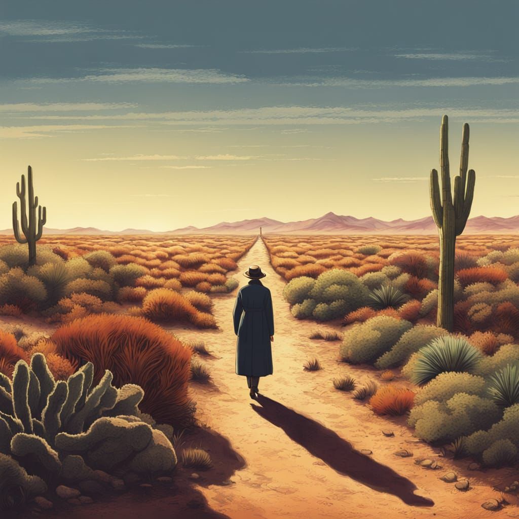 Woman in Degraded Garden: Hyperrealistic Digital Illustratio...