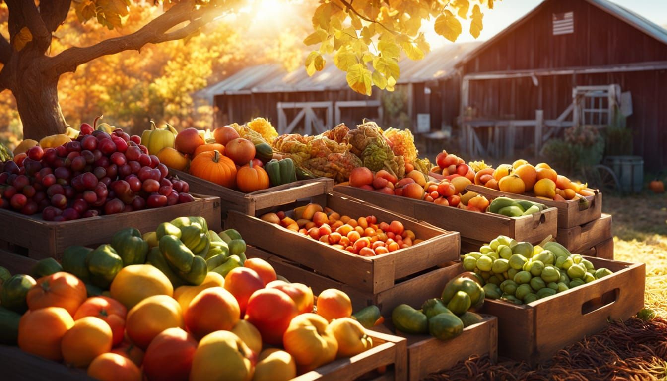 Autumn Farmstand Overflowing with Harvest Bounty