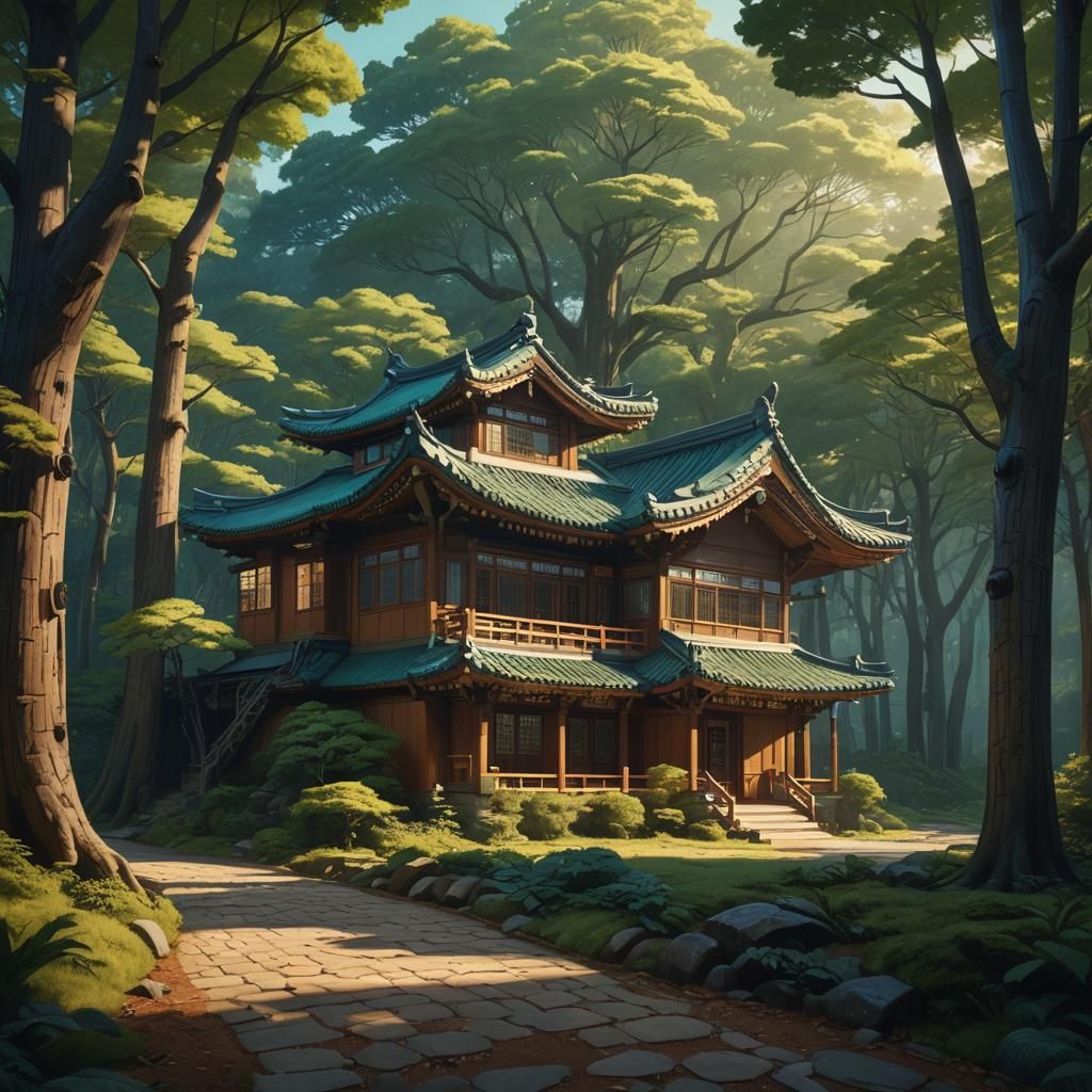 Korean House in Forest: Matte Painting