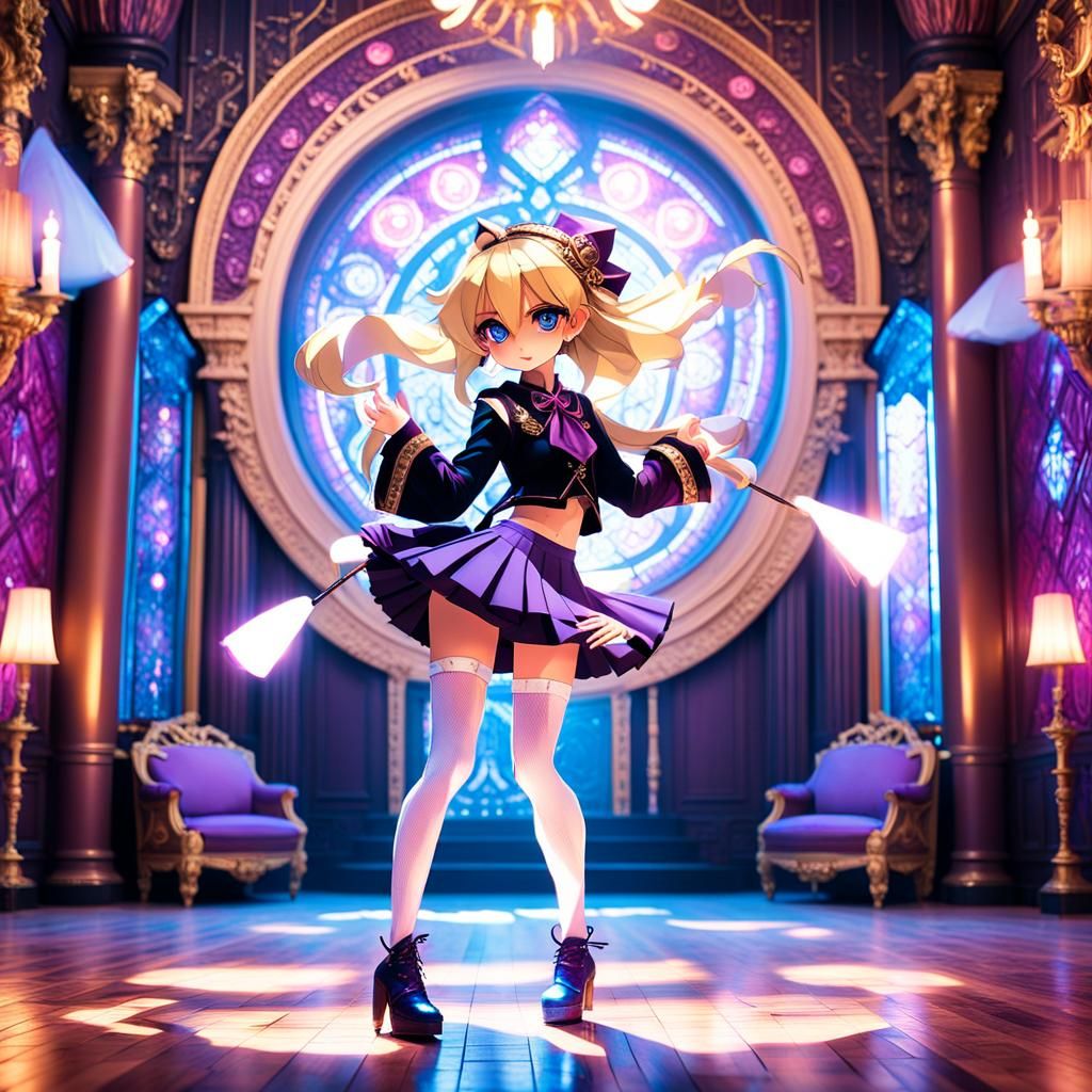 Anime Magician Girl in Ornate Room