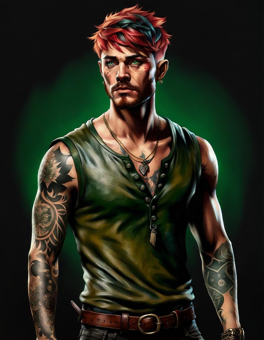 Mythpunk Peter Pan Portrait in Hyperrealist Style