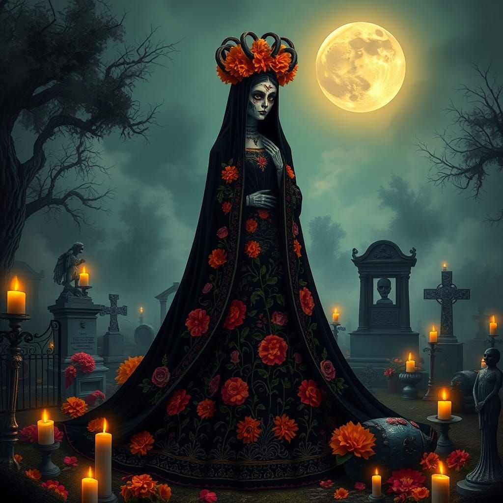 La Llorona in Cemetery on Dia de los Muertos