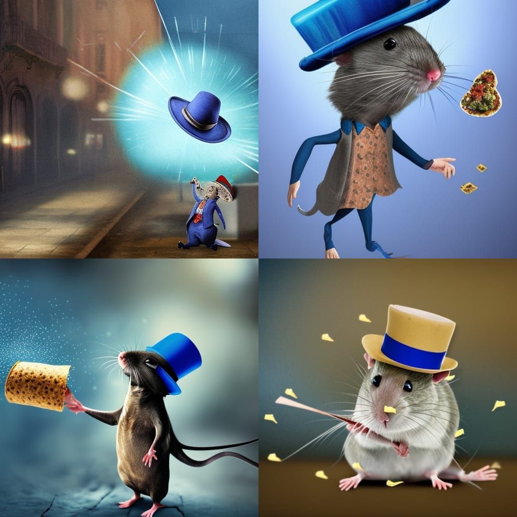 Rat in Epic Cinematic Blue Top Hat Drama