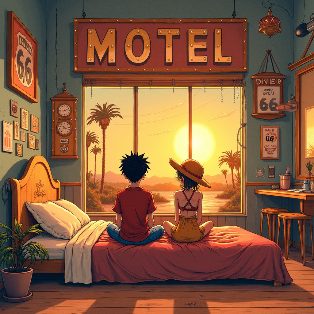Luffy and Nami's Route 66 Motel Adventure