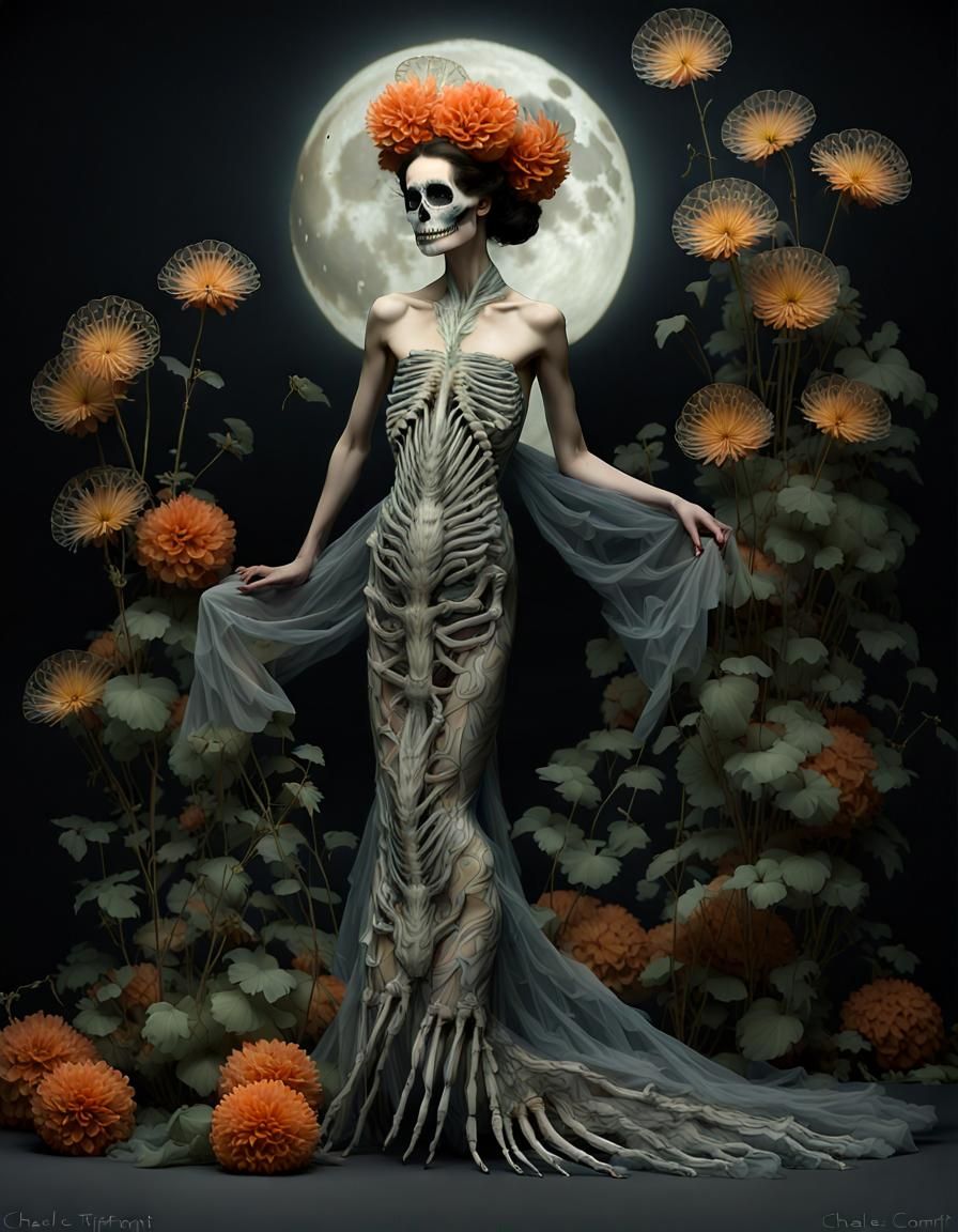 Día de los Muertos Gown in Art Deco Style