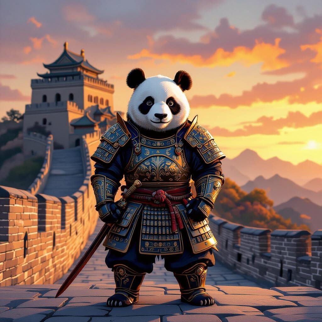 Panda in Ancient Chinese Warrior Armor