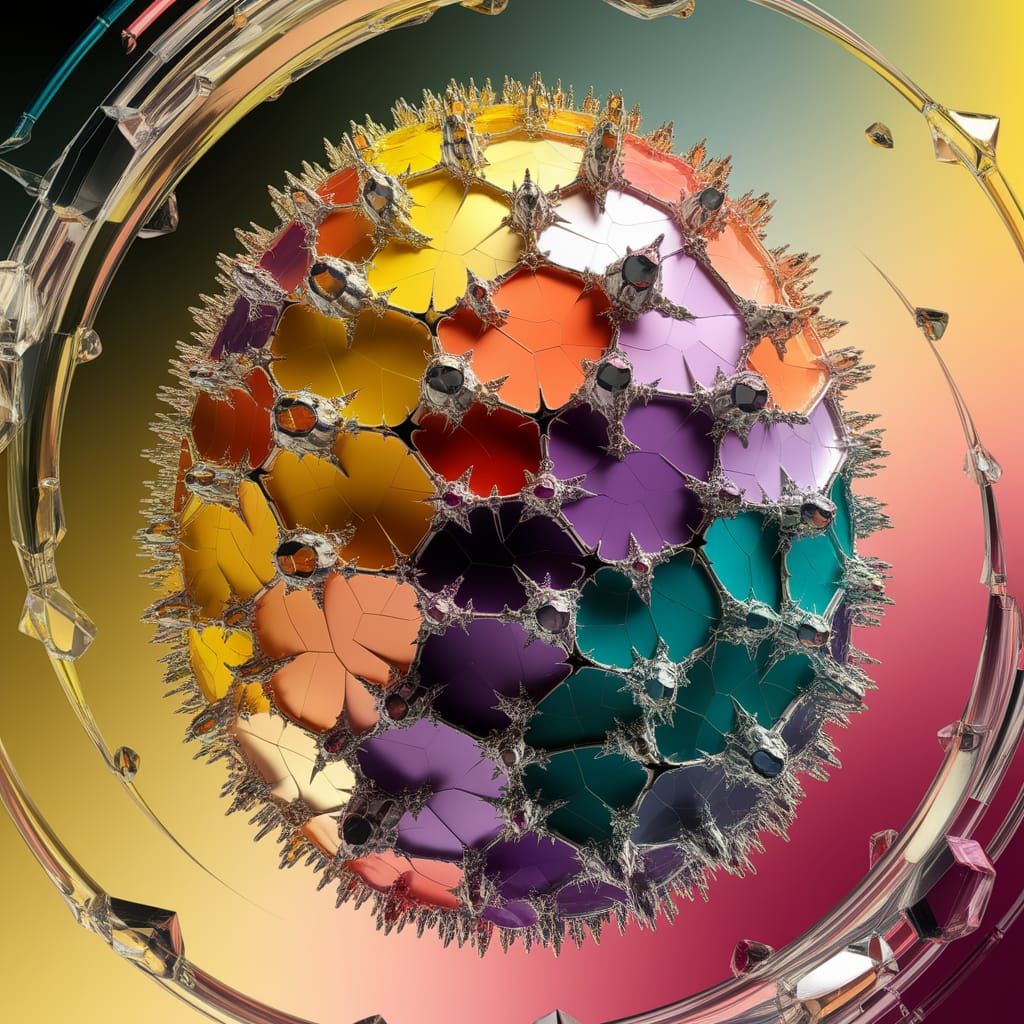 Vibrant Glass Egg in a Swirling Gradient of Yellow and Purpl...