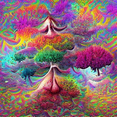 Psychedelic Nose with Colorful Trees