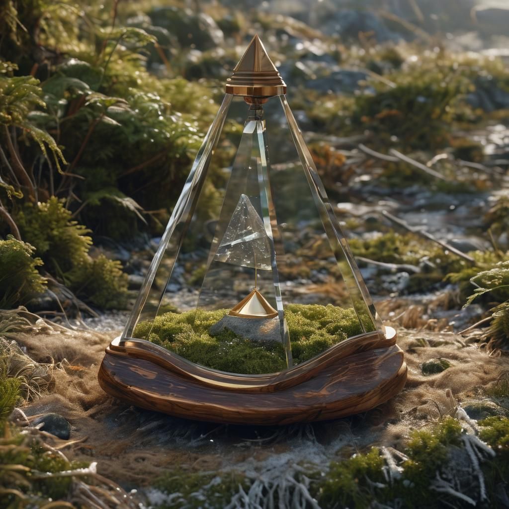 Crystal Metronome in Tundra, Hyper-Realistic Digital Art