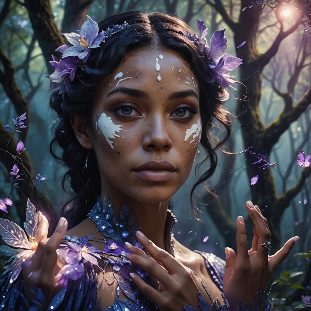 Woman with Vitiligo: Detailed Fantasy Concept Art