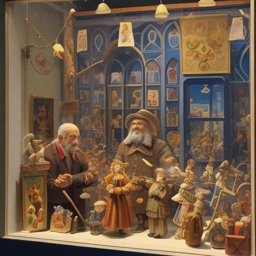 Surreal Toy Store Display, Evocative Art Styles
