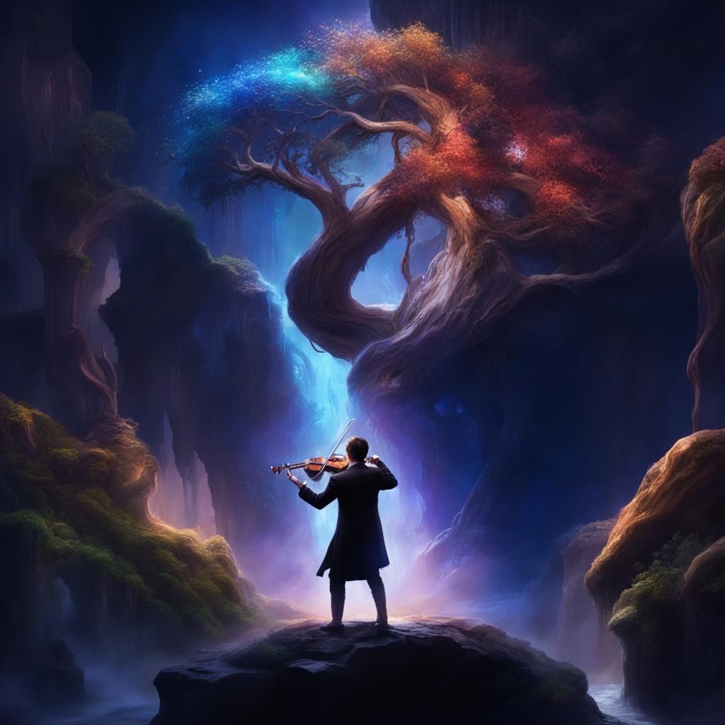 Enchanting Fantasy Scene with Musician
