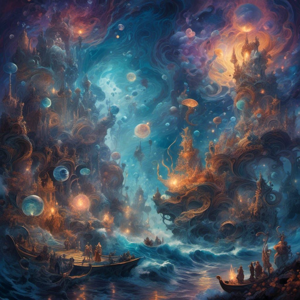 Astrological Signs in Mystical Surrealist Style