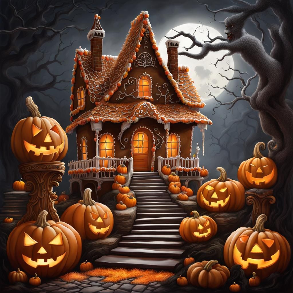 Halloween Gingerbread House with Penrose Stairs