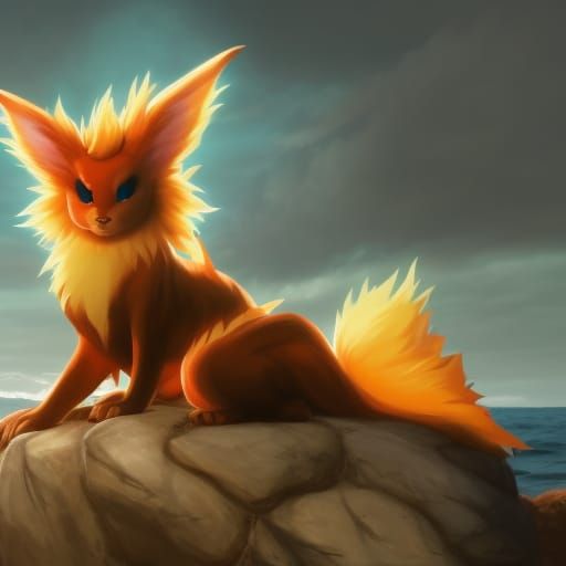 Flareon Pokemon Stranded: Comic Book Style Portrait