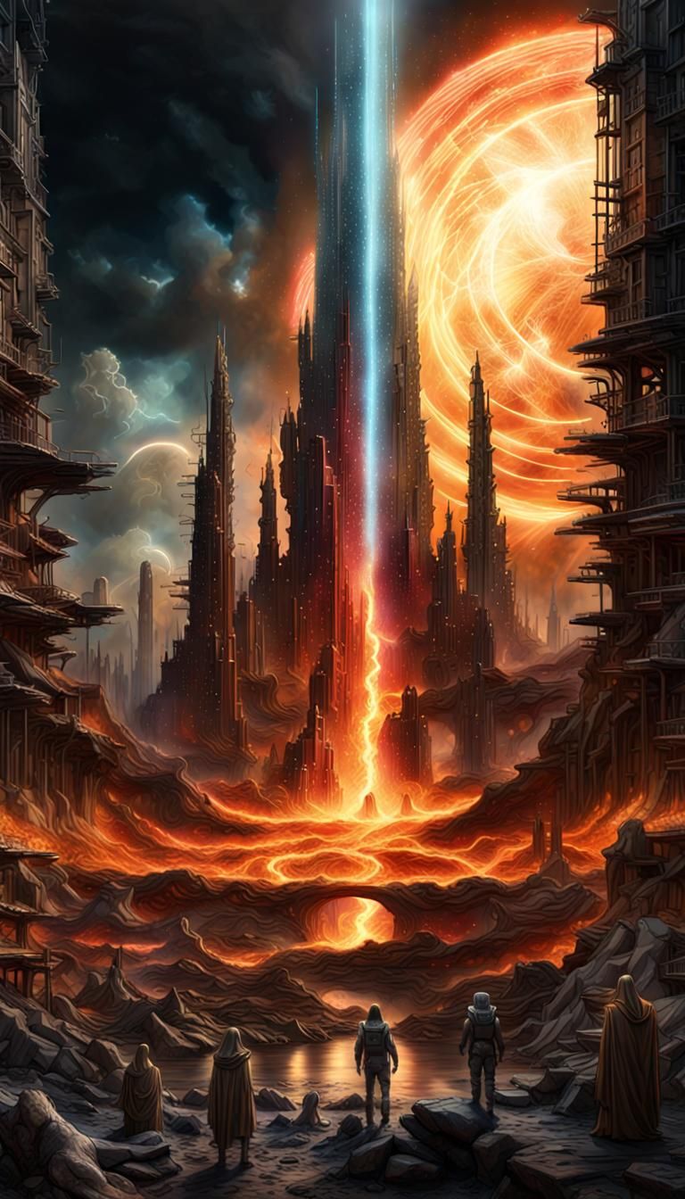 Dante's inferno hyperdetailed drawing the Stargate universe beautiful nebula Solstice of Sirius Hieronymus Bosch intrica...