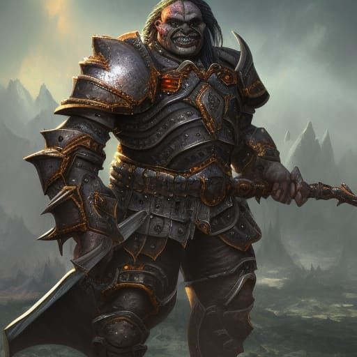 High Gothic Orc Warrior in Detailed Armor