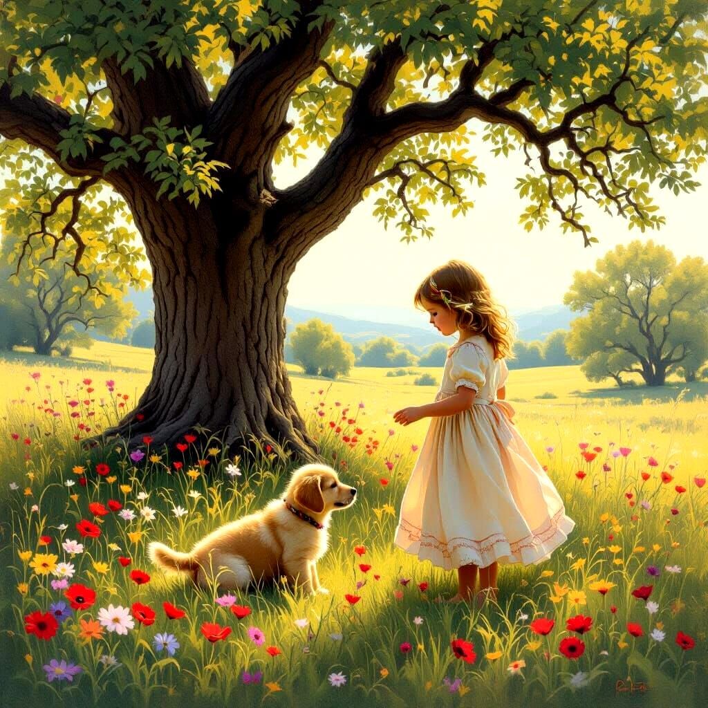 Idyllic Meadow Scene in the Style of Bierstadt