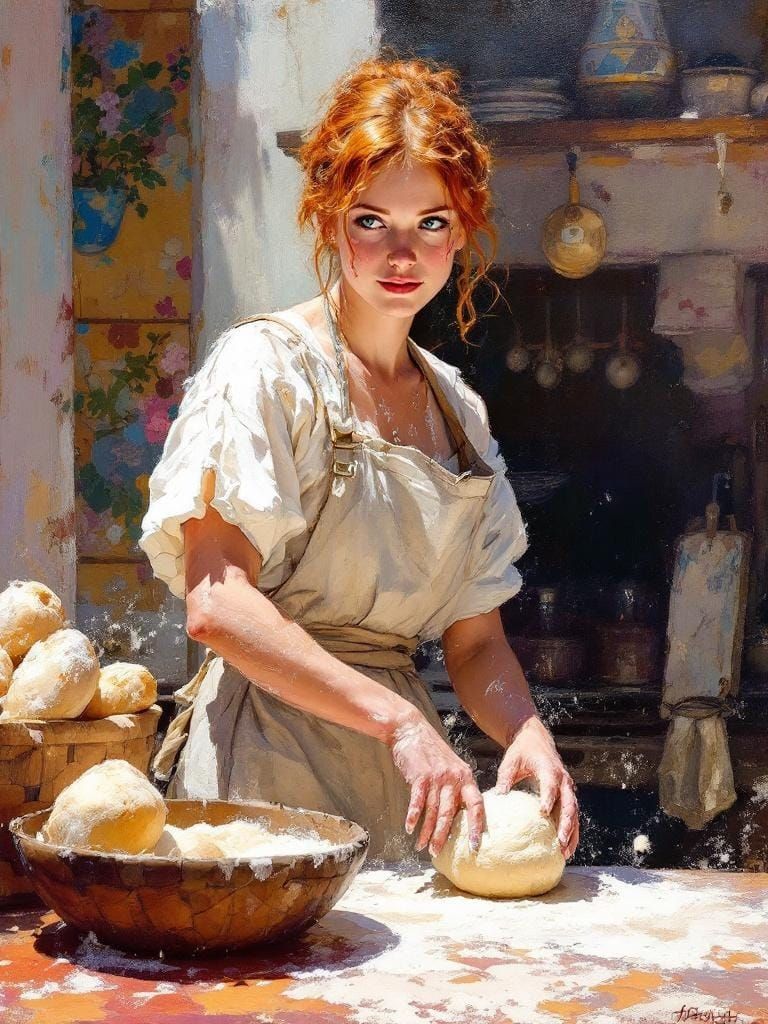 Redhead Baker: Mediterranean Summer Impressionism