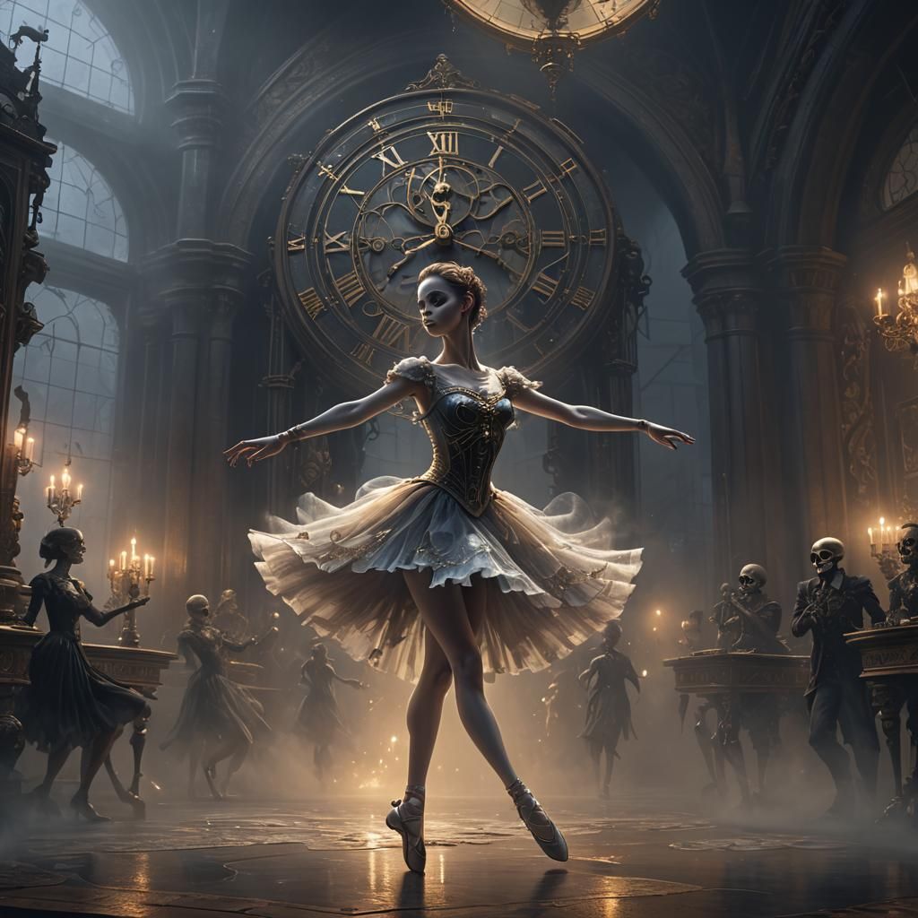 Ghost Ballerina's Last Dance: Dark Fantasy Art