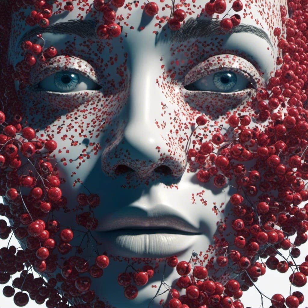 Eurasian Woman Portrait with Cyberpunk Fractal Art