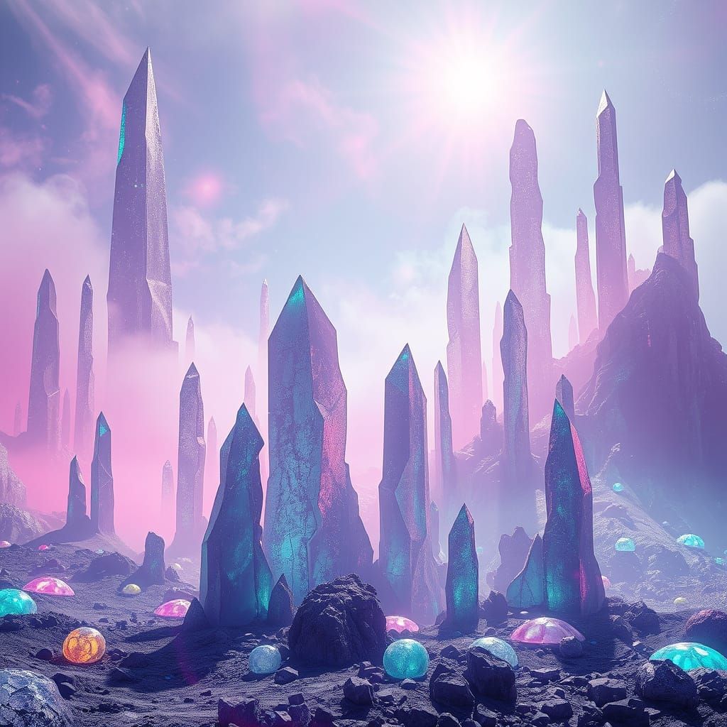 Crystal Realms in a Futuristic Dreamscape