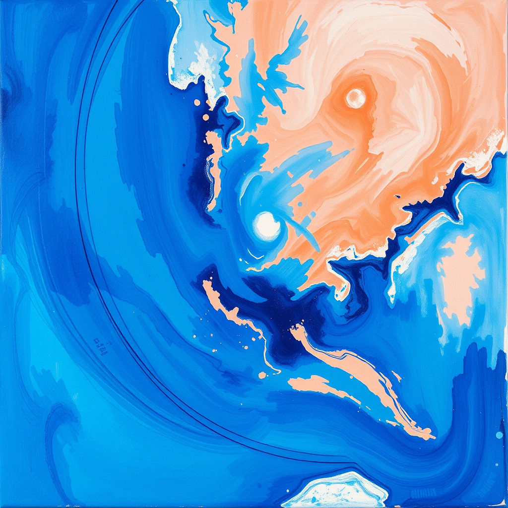 Abstract Blue and Peach Metallic Dreamscape