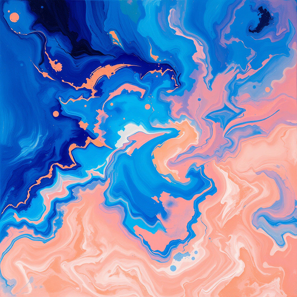 Abstract Nebula in Blue and Peach Hues
