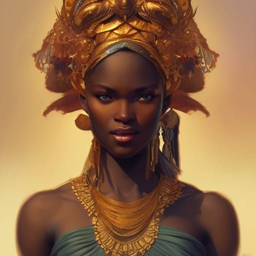 Detailed Portrait of an African Goddess