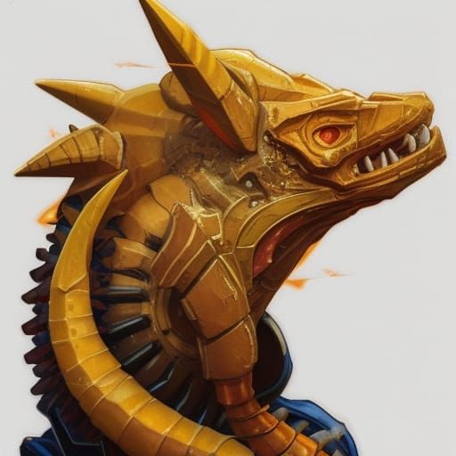 Detailed Portrait of Agumon in Digital Art Style