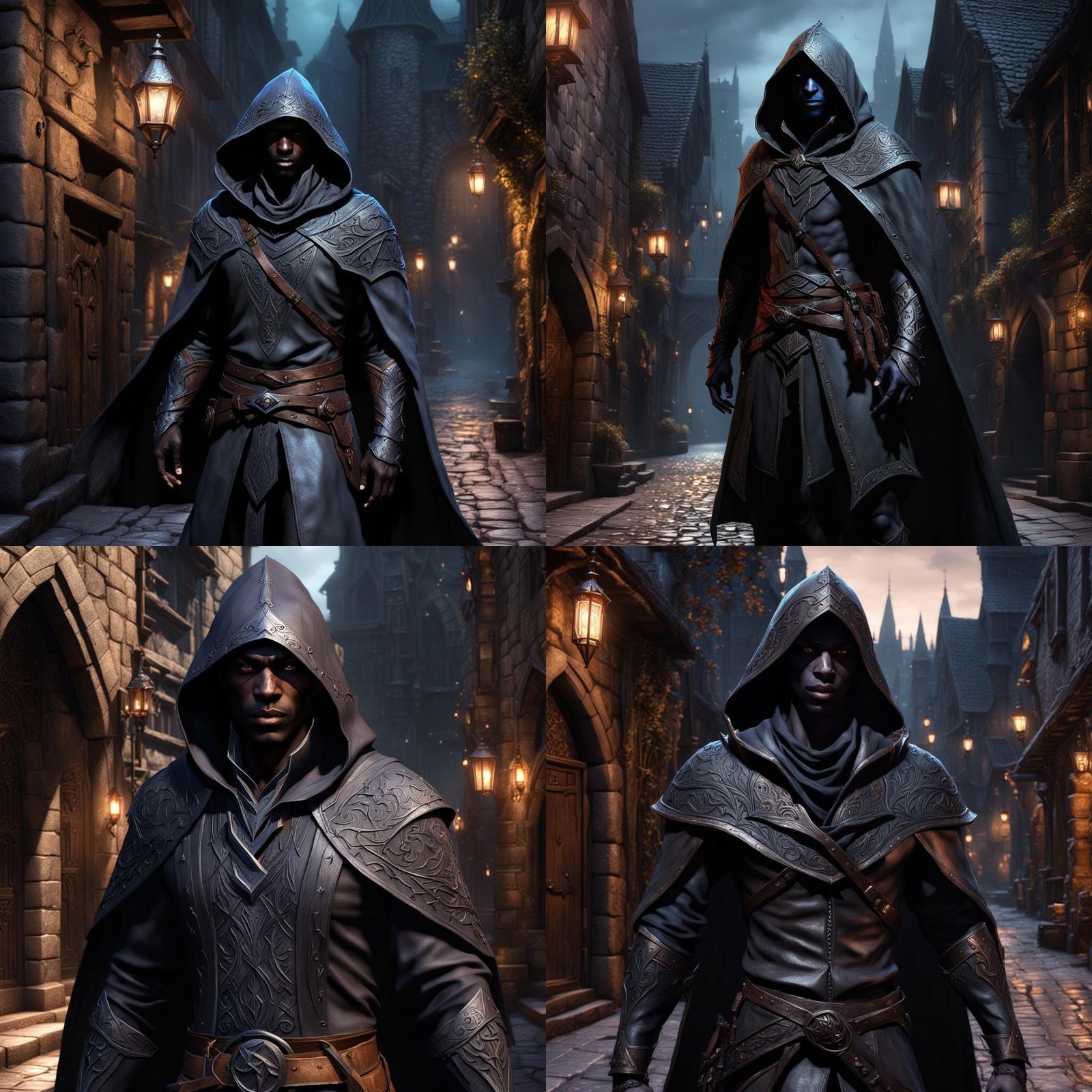 Drow Ranger in Dark Alley, Dark Fantasy Concept Art