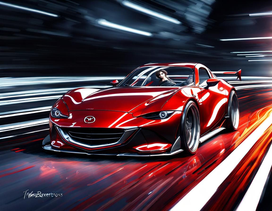 Mazda Iconic SP Car with Glassy Reflections