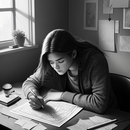 Detailed Charcoal Drawing of Teenager Sketching