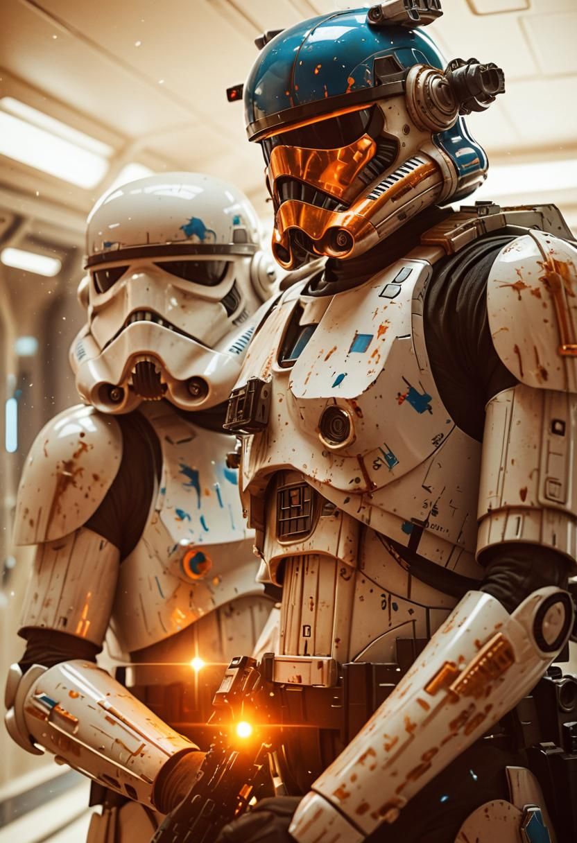 Stormtrooper in Spaceship Corridor, Surreal Digital Art