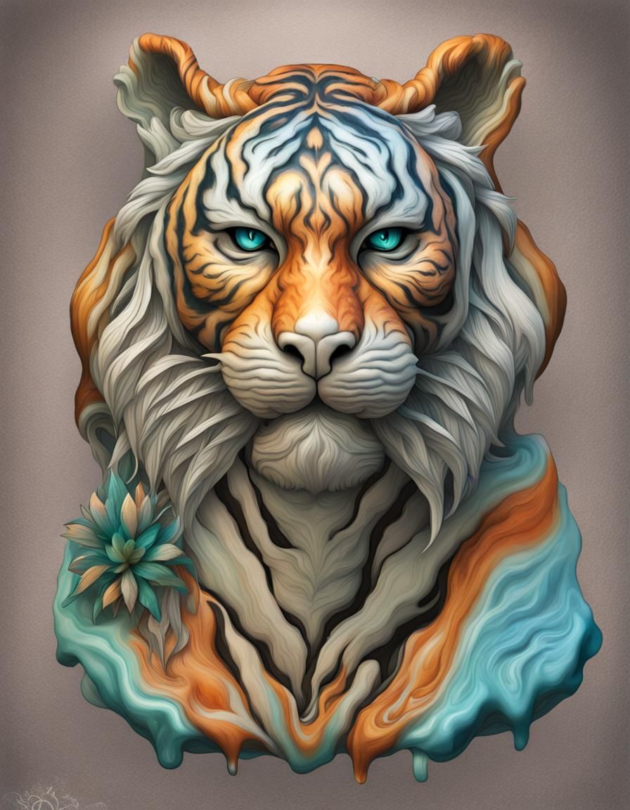 Marble Hawaiian Tiger in Drip Style