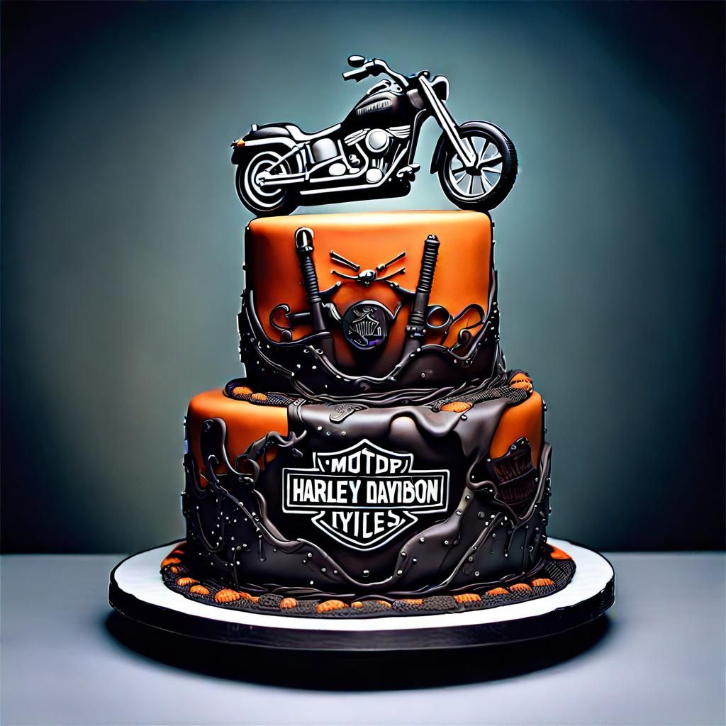 Harley Davidson Chopper, Lindt Excellence Intense Dark Chocolate Wedding Cake for the Biker Couple