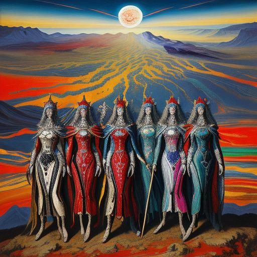 Cosmic Characters in a Dreamscape Painting