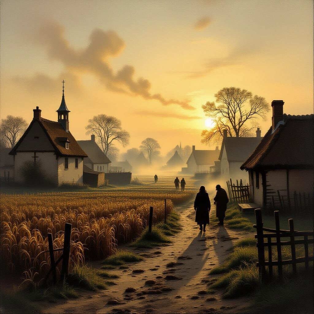 Dutch Masters Style Plague Aftermath in Medieval England